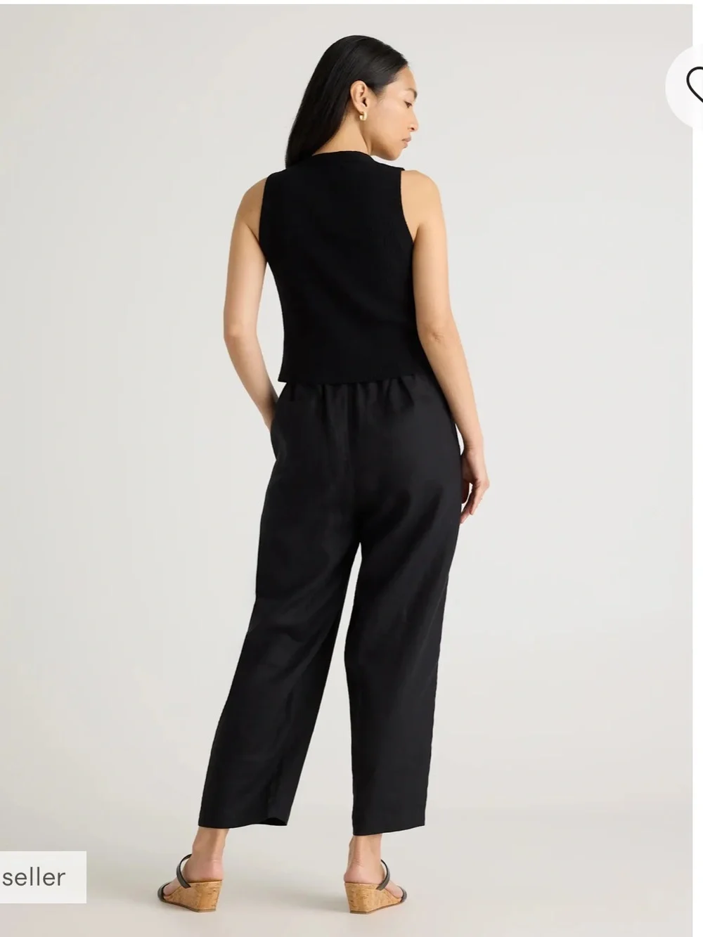 NWT! Quince Black Wide-Leg Linen Trousers in Black szXL - Picture 2 of 10
